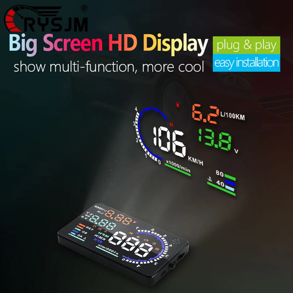 Multi-function Car Head Up Display A8 OBD HUD Speedometer KMH MPH RPM Engine Temperature With Alarm Windshield Projector Display
Multi-function Car Head Up Display A8 OBD HUD Speedometer KMH MPH RPM Engine Temperature With Alarm Windshield Projector Display
