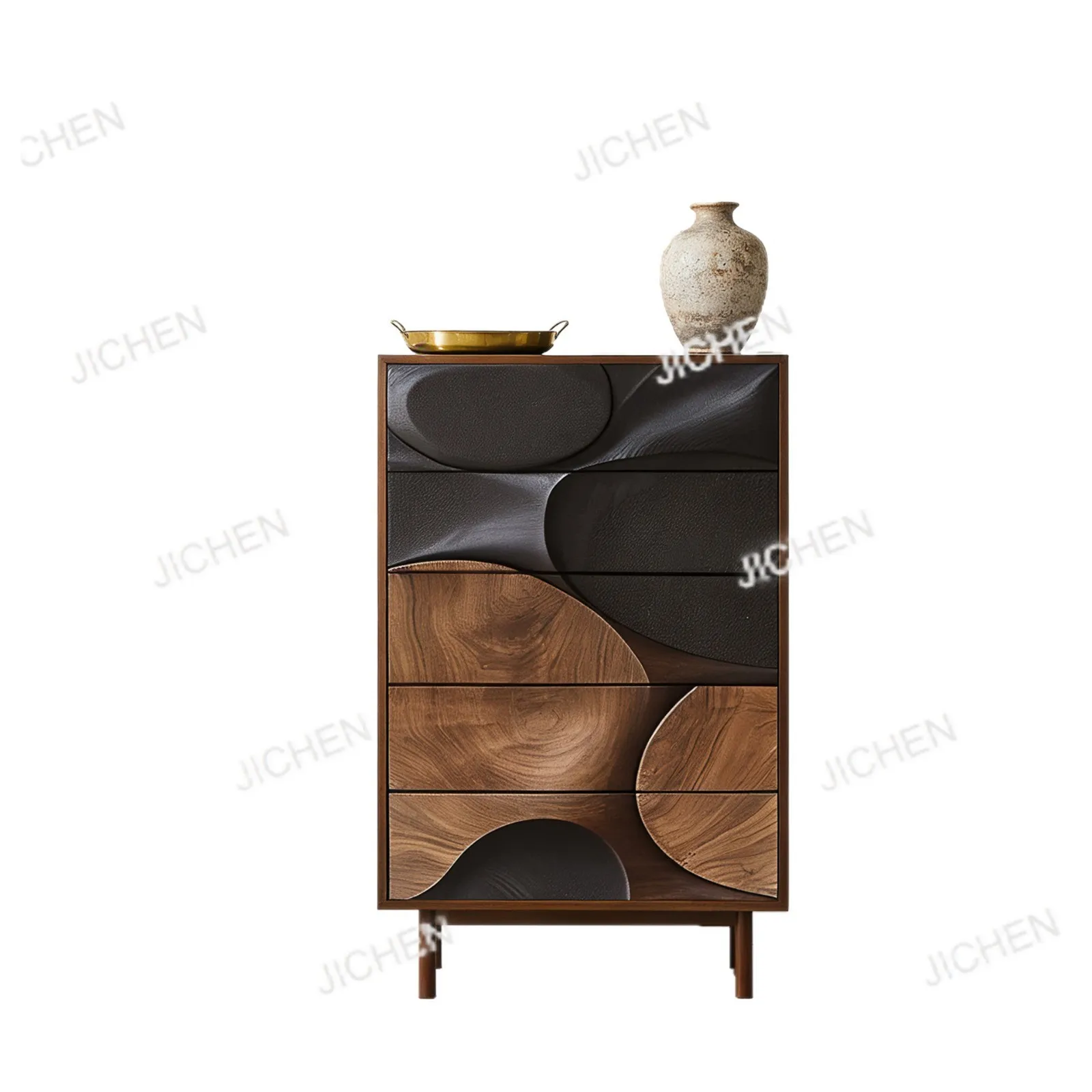 Medieval walnut black chest side cabinet living room locker creative furniture relief designer
Medieval walnut black chest side cabinet living room locker creative furniture relief designer