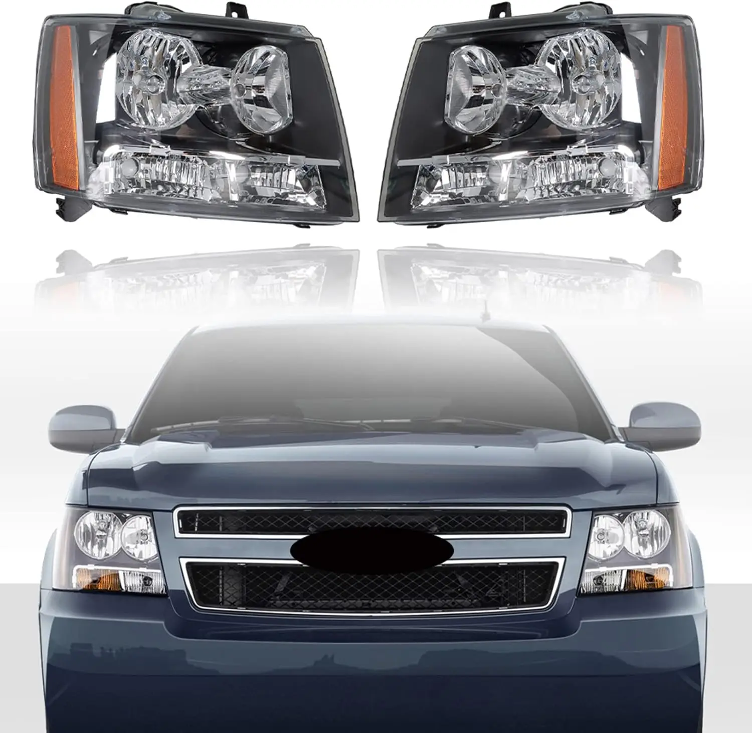 Pair Front Headlight Assembly Replacement Compatible with 2007-2014 Avalanche Suburban Tahoe - Driver and Passenger Side Head La
Pair Front Headlight Assembly Replacement Compatible with 2007-2014 Avalanche Suburban Tahoe - Driver and Passenger Side Head La