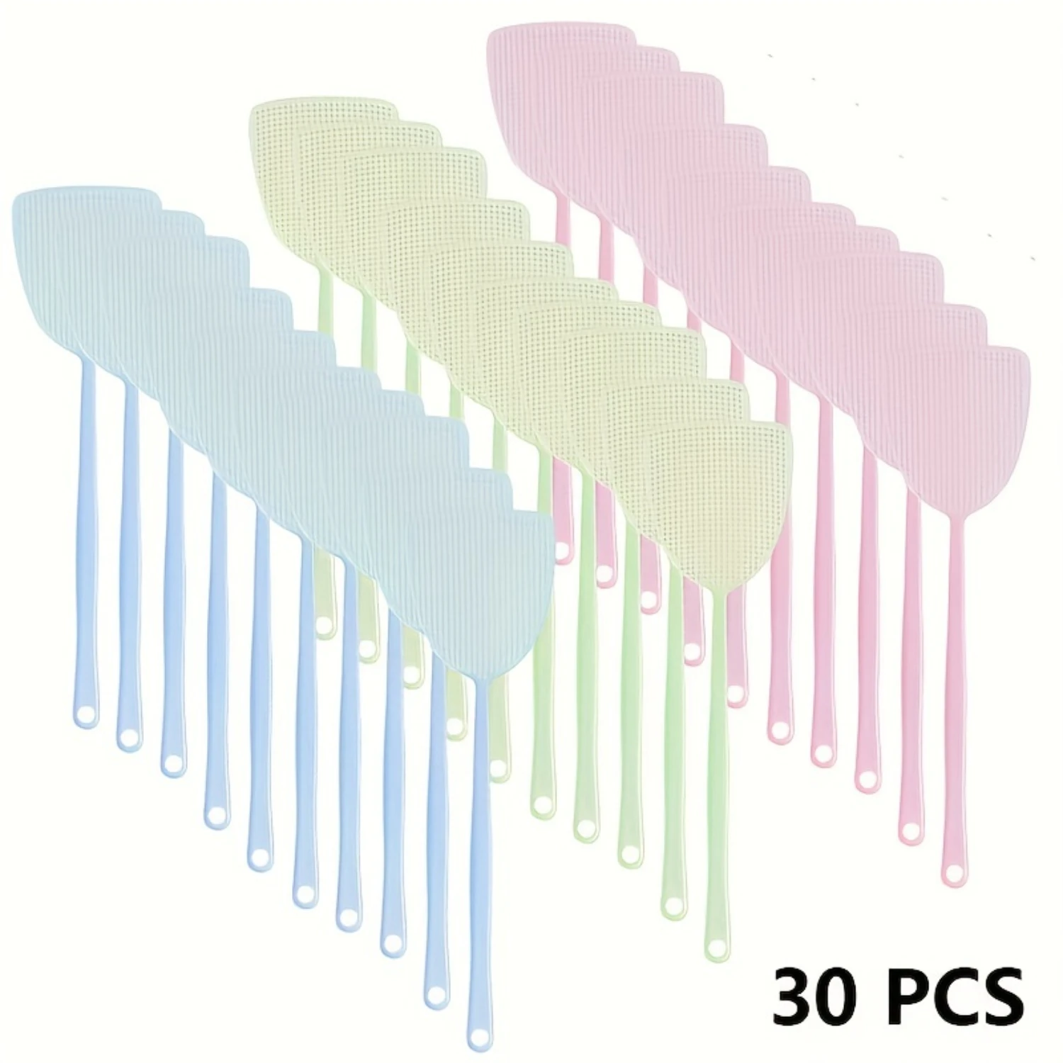 Durable plastic mesh swatter with long handle, eco-friendly pest control, assorted colors - pack of 30
Durable plastic mesh swatter with long handle, eco-friendly pest control, assorted colors - pack of 30