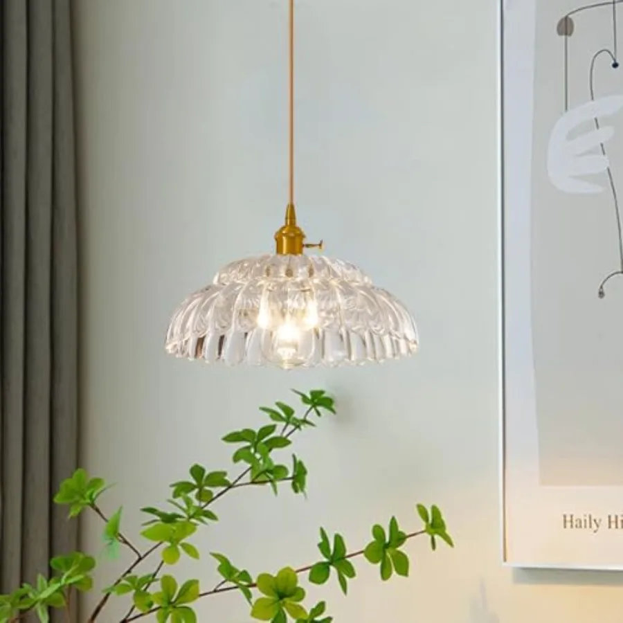 Clear Glass Pendant Light with Striped Shade, Adjustable Brass Vintage Hanging Light Fixture for Kitchen Island Sink Dining Roo
Clear Glass Pendant Light with Striped Shade, Adjustable Brass Vintage Hanging Light Fixture for Kitchen Island Sink Dining Roo
