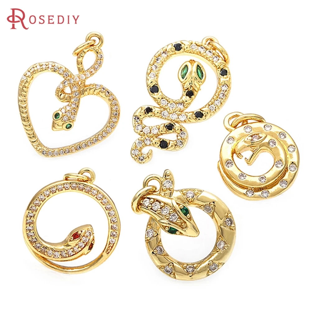 18K Gold Color Brass Zircon Circle Snake Charms Pendants High Quality Necklace Earrings Diy Jewelry Accessories Making Materials
18K Gold Color Brass Zircon Circle Snake Charms Pendants High Quality Necklace Earrings Diy Jewelry Accessories Making Materials