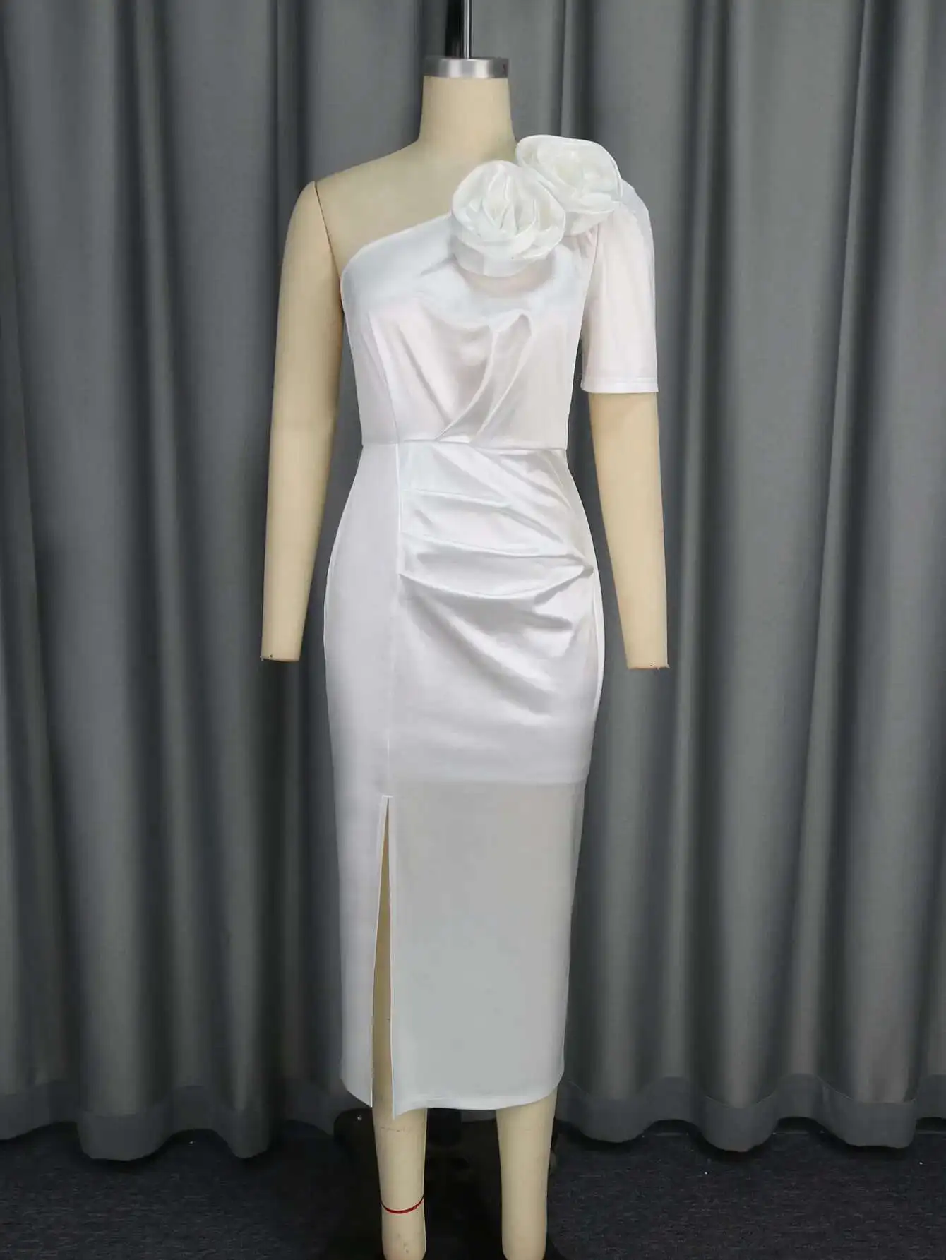 Am050209 Commuting Solid Color One-shoulder Asymmetric Dress Party Banquet Waist-cinching Split High-waist Dress Women Party 1 
Am050209 Commuting Solid Color One-shoulder Asymmetric Dress Party Banquet Waist-cinching Split High-waist Dress Women Party 1