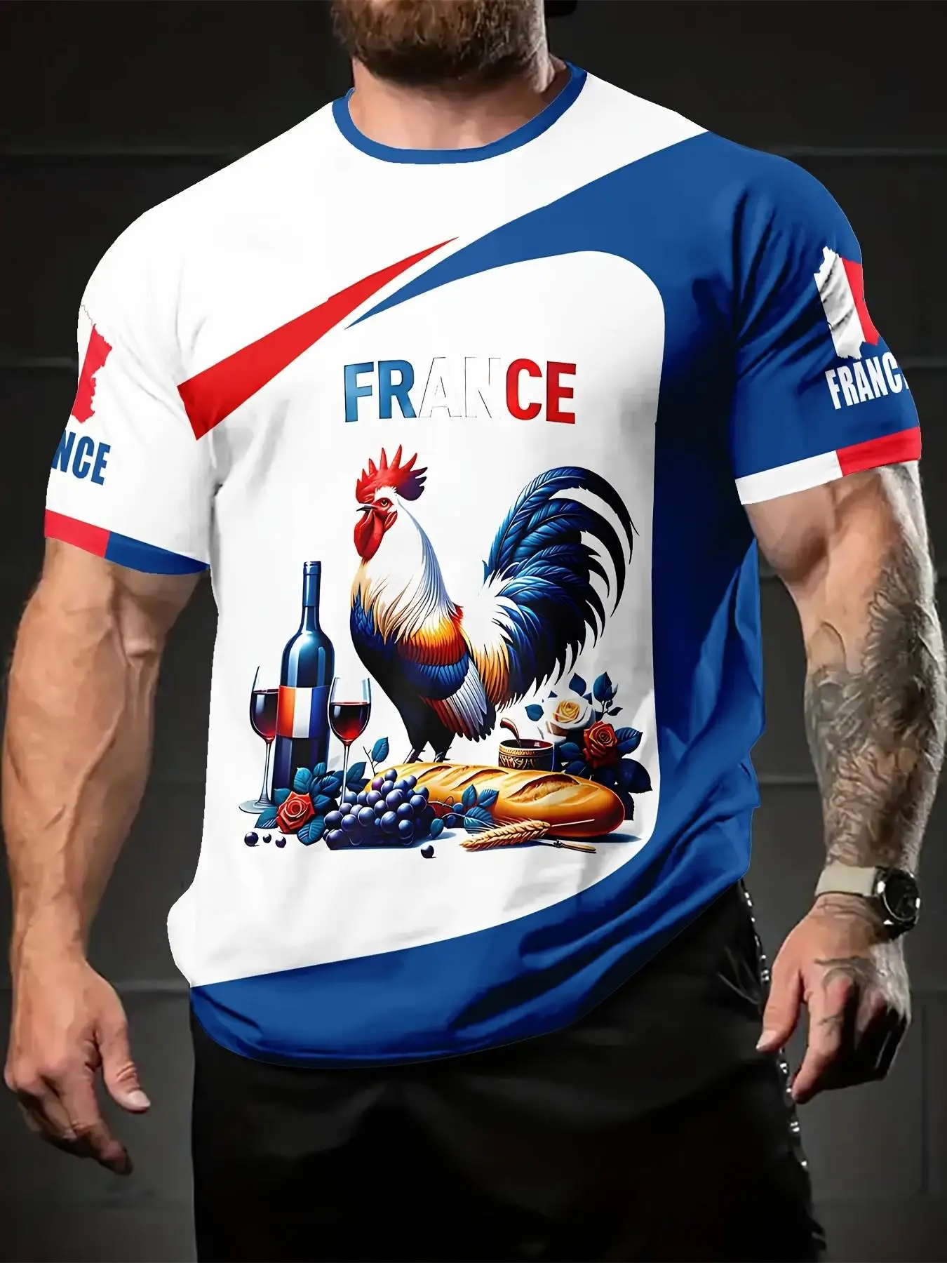 Gallic Rooster Printed French Style Men's Top Crew Neck Short Sleeve Patriotic Holiday Daily Wear Heartfelt Gift Choice
Gallic Rooster Printed French Style Men's Top Crew Neck Short Sleeve Patriotic Holiday Daily Wear Heartfelt Gift Choice