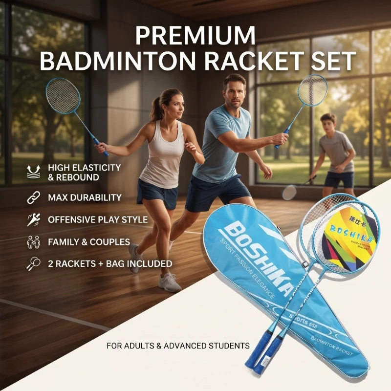 Iron alloy ultra light durable badminton racket set (1 pair of rackets+storage bag+3 nylon badminton) high elastic rackets
Iron alloy ultra light durable badminton racket set (1 pair of rackets+storage bag+3 nylon badminton) high elastic rackets