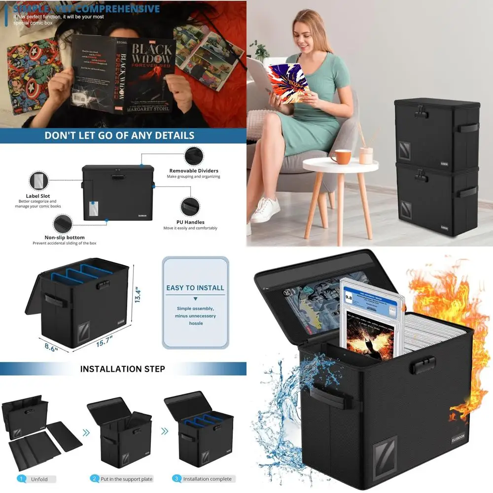 Stackable, Graded Comic Book Storage Box with Triple Dividers, Water and Moisture Resistant, Label Window, and Lockable
Stackable, Graded Comic Book Storage Box with Triple Dividers, Water and Moisture Resistant, Label Window, and Lockable