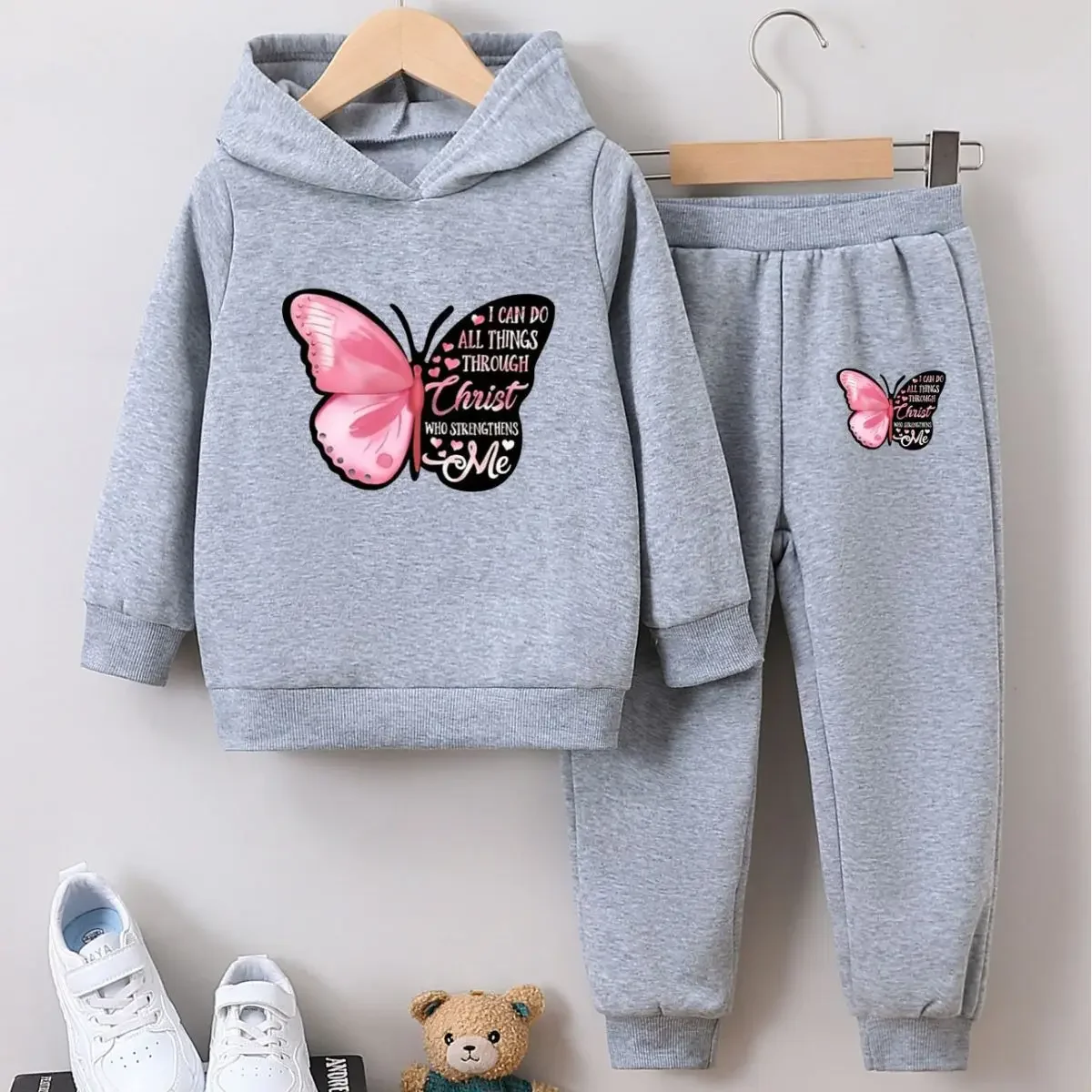 Autumn Winter Kids Sports Clothes Sets Girls Cartoon Butterfly Letter Print Long Sleeve Pullover Sweatshirt Top + Pants Clothing
Autumn Winter Kids Sports Clothes Sets Girls Cartoon Butterfly Letter Print Long Sleeve Pullover Sweatshirt Top + Pants Clothing