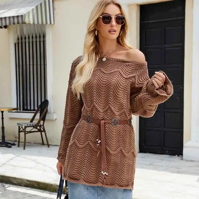 Women's Hollow out One oulder Sweater off oulder Knitted Pullover Polyester Fiber Pure Color Winter Faion Ladies' Top
Women's Hollow out One oulder Sweater off oulder Knitted Pullover Polyester Fiber Pure Color Winter Faion Ladies' Top