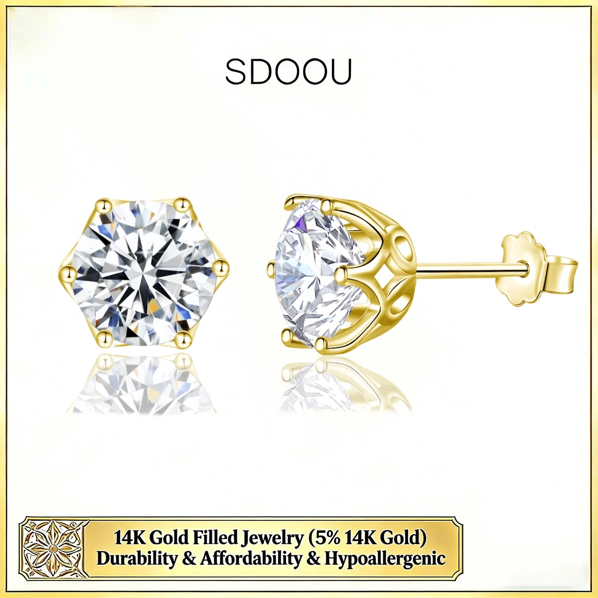 SDOOU Sparkling 14k Gold Filled 0.3-2CT Test Passed Moissanite Stud Earrings for Women Wedding Lab Diamond 925 Silver Jewelry
SDOOU Sparkling 14k Gold Filled 0.3-2CT Test Passed Moissanite Stud Earrings for Women Wedding Lab Diamond 925 Silver Jewelry