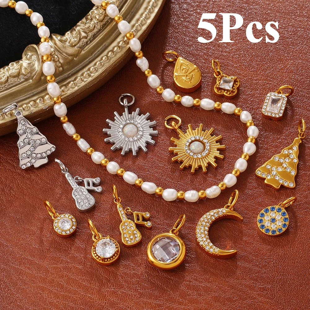 5Pcs Stainless Steel Crystal Sun Christmas Tree Guitar Magic Disk Charms Pendant for Jewelry Making DIY Necklace Accessories
5Pcs Stainless Steel Crystal Sun Christmas Tree Guitar Magic Disk Charms Pendant for Jewelry Making DIY Necklace Accessories