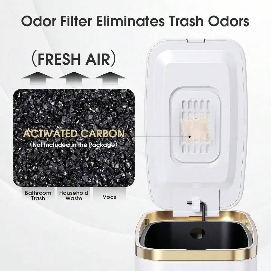 1.6 Gallon Small Trash Can With Odor Filter For Kitchen Office Bathroom
1.6 Gallon Small Trash Can With Odor Filter For Kitchen Office Bathroom