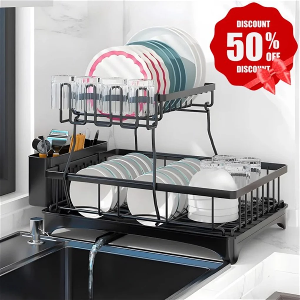 Dish Racks for Kitchen Counter, Stainless Steel Kitchen Dish Drying Rack with Drainboard, Detachable Dish Drainers with Utensil
Dish Racks for Kitchen Counter, Stainless Steel Kitchen Dish Drying Rack with Drainboard, Detachable Dish Drainers with Utensil