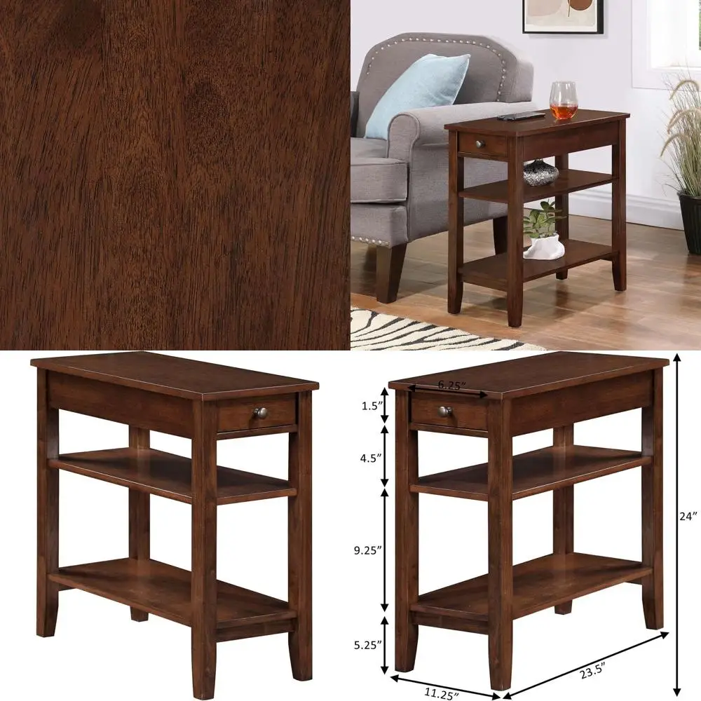 Приставной столик с отделкой под эспрессо и выдвижным ящиком - полка для хранения 23,5 дюйма для гостиной или спальни (прикроватная тумбочка)
Приставной столик с отделкой под эспрессо и выдвижным ящиком - полка для хранения 23,5 дюйма для гостиной или спальни (прикроватная тумбочка)