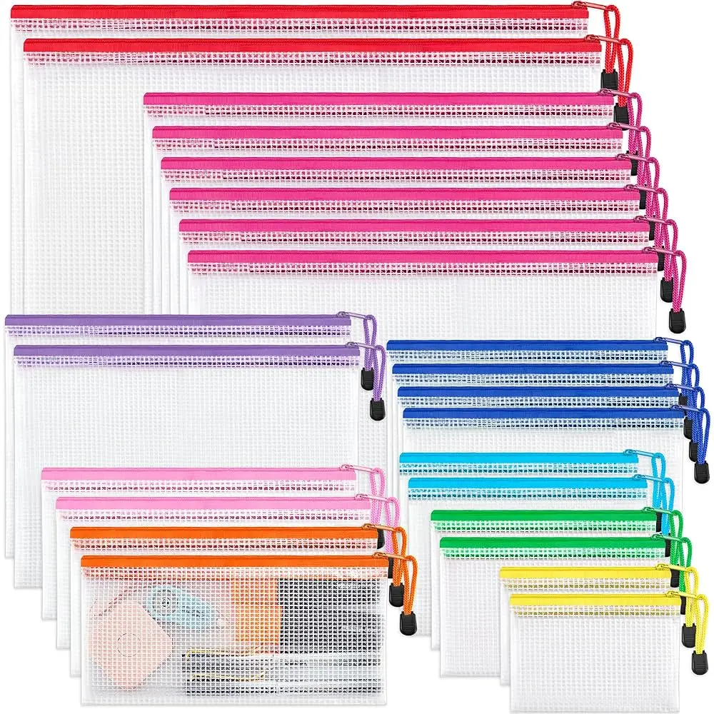 24 Pack 8 Sizes Mesh Pouch, 9 Colors, Waterproof Zipper File Bags Document Multipurpose Travel Bags for Office, School, Boar
24 Pack 8 Sizes Mesh Pouch, 9 Colors, Waterproof Zipper File Bags Document Multipurpose Travel Bags for Office, School, Boar
