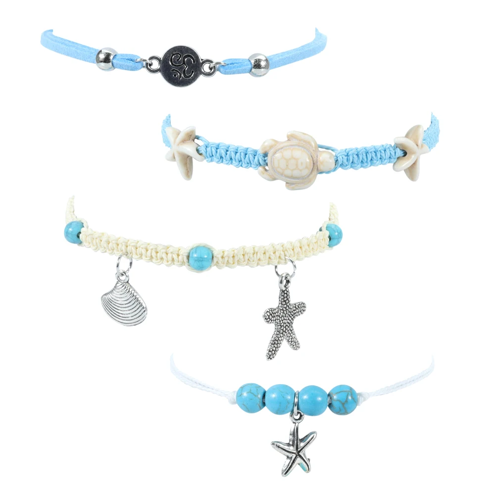 1 set Waterproof Anklet Set Women Ankle Chain Foot Bracelets Beach Style Vacation Jewelry Sea Star Turtle Design Wax Thread
1 set Waterproof Anklet Set Women Ankle Chain Foot Bracelets Beach Style Vacation Jewelry Sea Star Turtle Design Wax Thread