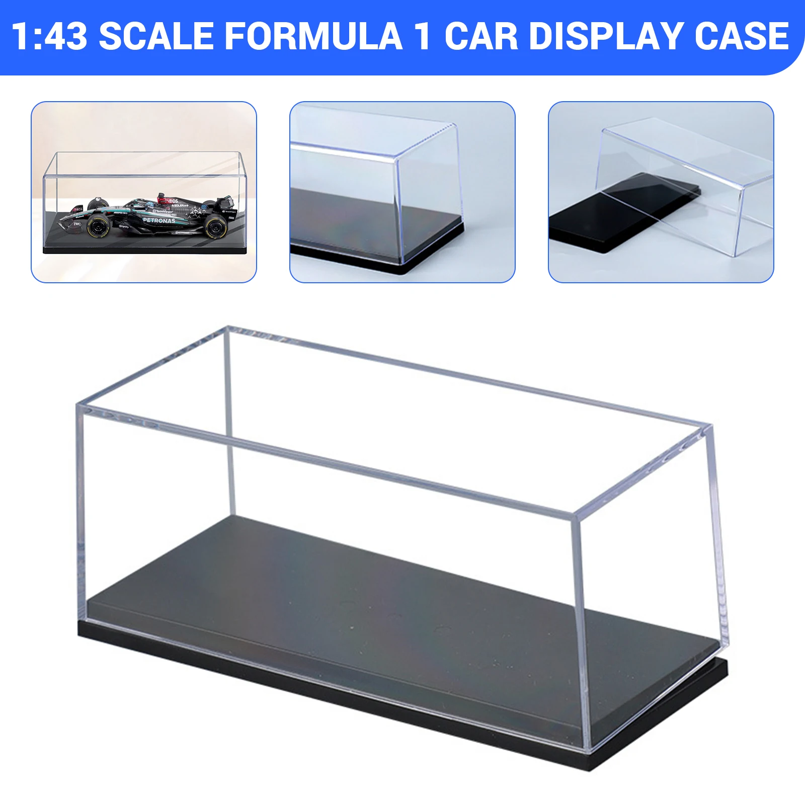 1:43 Scale F1 Car Clear Acrylic Display Case | Dustproof Storage Box with Black Lid, Dimensions 6.5*2.91*2.36inch
1:43 Scale F1 Car Clear Acrylic Display Case | Dustproof Storage Box with Black Lid, Dimensions 6.5*2.91*2.36inch