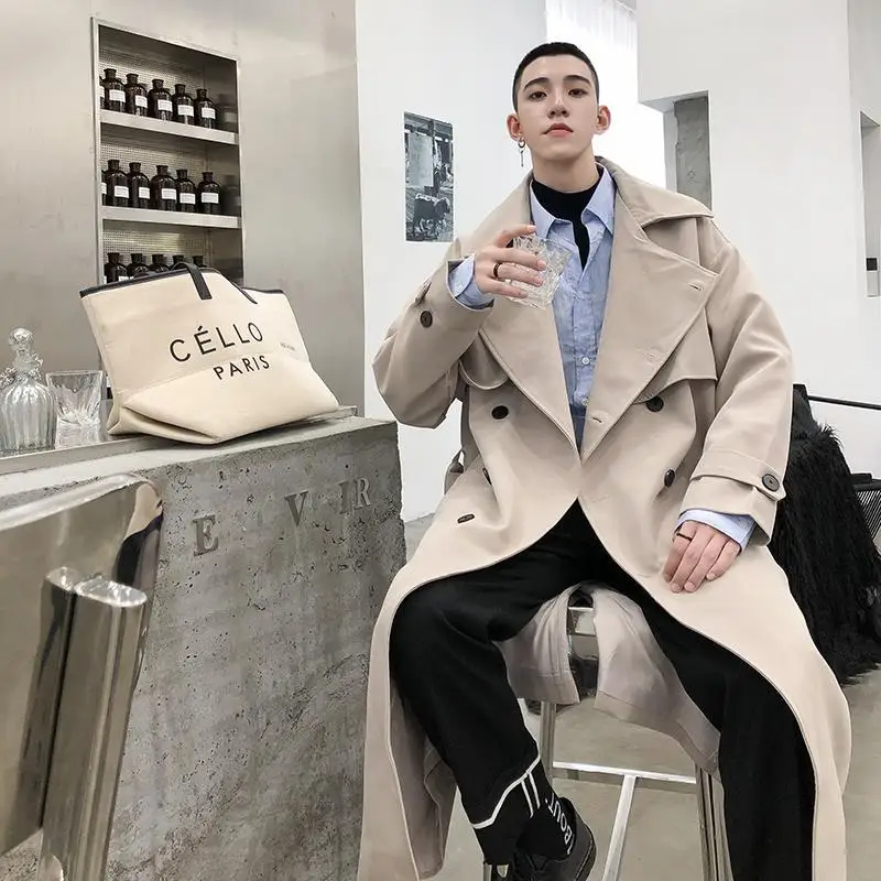 Korean Style Spring Trench Coat Male Streetwear Windbreaker Jacket Men Solid Business Casual Loose Long Overcoat Q575
Korean Style Spring Trench Coat Male Streetwear Windbreaker Jacket Men Solid Business Casual Loose Long Overcoat Q575