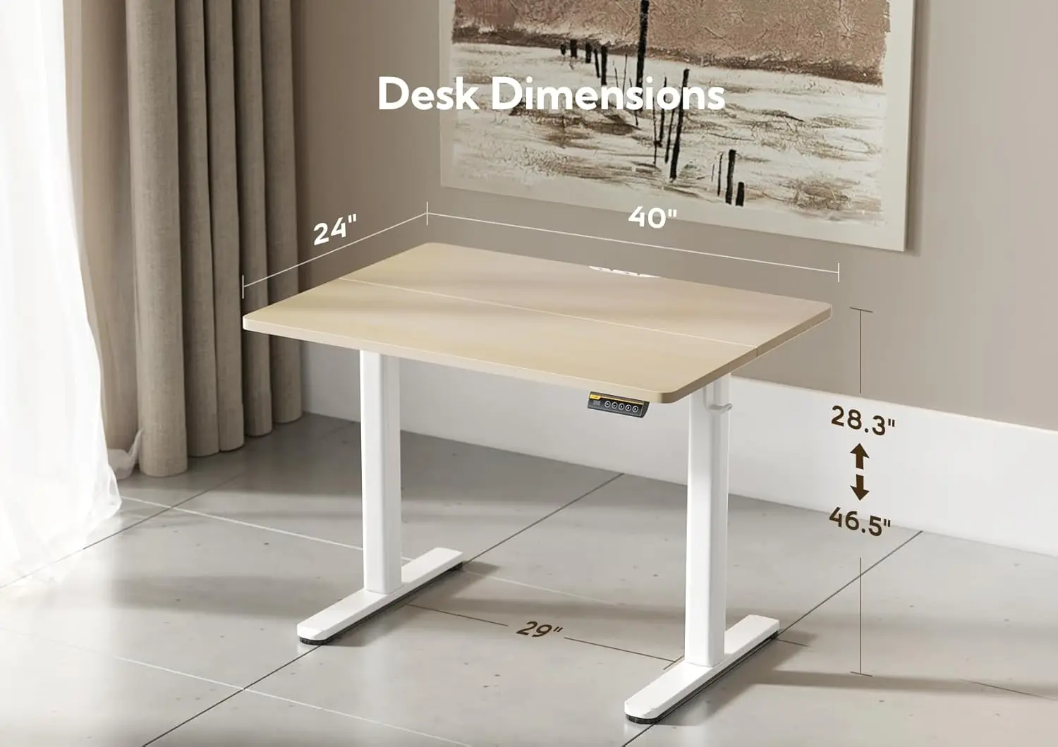 Electric Standing Desk, Adjustable Height with 3 Memory Presets, 40x24 Inch Sit Stand with Splice Board for Home Office
Electric Standing Desk, Adjustable Height with 3 Memory Presets, 40x24 Inch Sit Stand with Splice Board for Home Office
