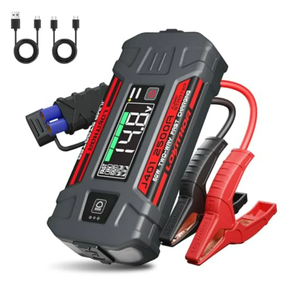 Car Battery Jump Starter 2500A Portable 12V Jump Box with Smart Digital Screen LED Light Jump Cables for Up to 8.5L Gas and 6.5
Car Battery Jump Starter 2500A Portable 12V Jump Box with Smart Digital Screen LED Light Jump Cables for Up to 8.5L Gas and 6.5