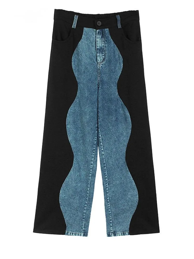 Черные джинсовые повседневные длинные широкие джинсы с высокой талией и цветными блоками, новые женские брюки, модные весенне-осенние
Черные джинсовые повседневные длинные широкие джинсы с высокой талией и цветными блоками, новые женские брюки, модные весенне-осенние
