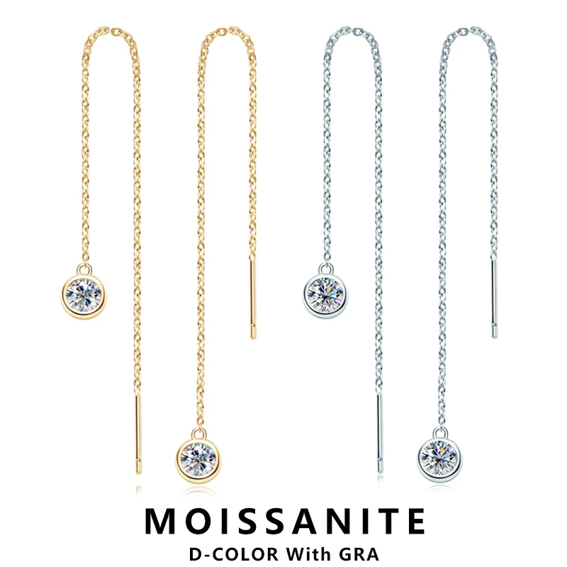 Lnngy 925 Sterling Silver Long Wire Tassel Earring Bezel 5mm 0.5ct Moissanite Earring For Women Drop Earrings Jewelry Gift
Lnngy 925 Sterling Silver Long Wire Tassel Earring Bezel 5mm 0.5ct Moissanite Earring For Women Drop Earrings Jewelry Gift