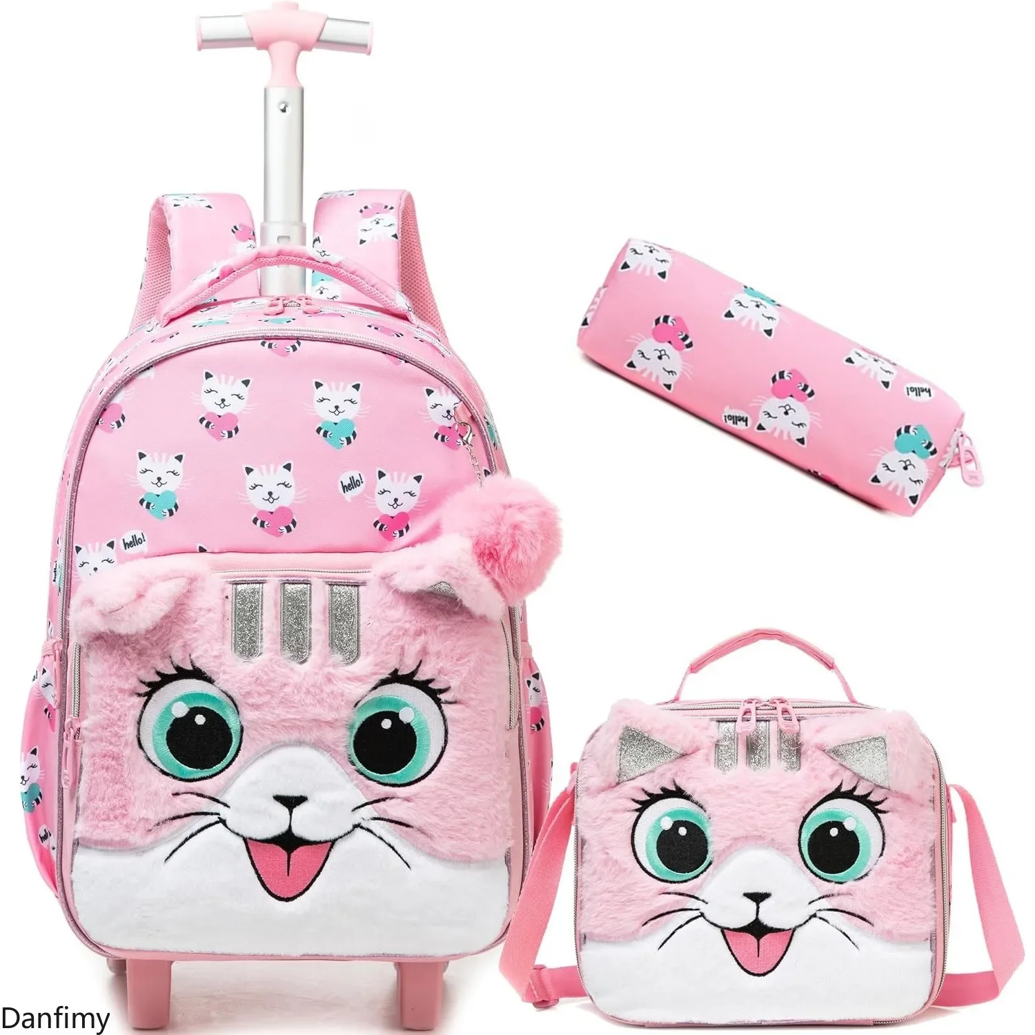Children School Backpack with Wheels Rolling Backpack for Girls Cute Cat School Bags Carry on Luggage with Insulated Lunch Box
Children School Backpack with Wheels Rolling Backpack for Girls Cute Cat School Bags Carry on Luggage with Insulated Lunch Box