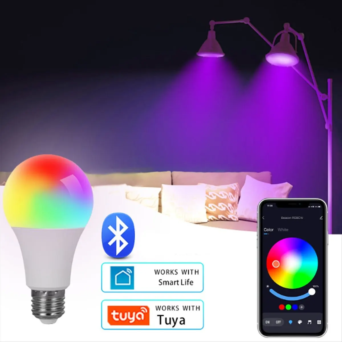 *ESTR Tuya Bluetooth Wifi LED Bulb 220-240V 15W E27 Dimmable Bulb Support Voice Control Smart Home Decor Control Lighting
*ESTR Tuya Bluetooth Wifi LED Bulb 220-240V 15W E27 Dimmable Bulb Support Voice Control Smart Home Decor Control Lighting