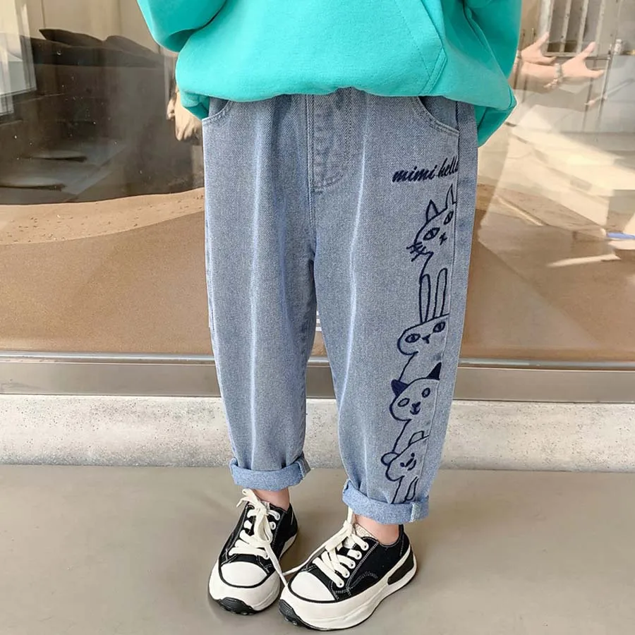 Spring Autumn Baby Girls Cotton Stylish Embroidery Jeans Pants School Kids Outdoor Denim Trousers Children Outfit Bottoms 3-8 Yr
Spring Autumn Baby Girls Cotton Stylish Embroidery Jeans Pants School Kids Outdoor Denim Trousers Children Outfit Bottoms 3-8 Yr