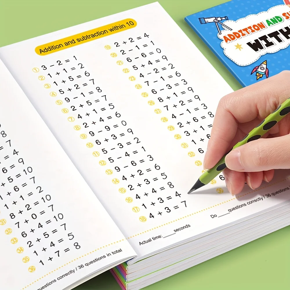 2 учебных пособия по математике для изучения сложения и вычитания в пределах 20, предназначенные для ежедневных упражнений в диапазонах от 0 до 10 и от 10 до 20.
2 учебных пособия по математике для изучения сложения и вычитания в пределах 20, предназначенные для ежедневных упражнений в диапазонах от 0 до 10 и от 10 до 20.