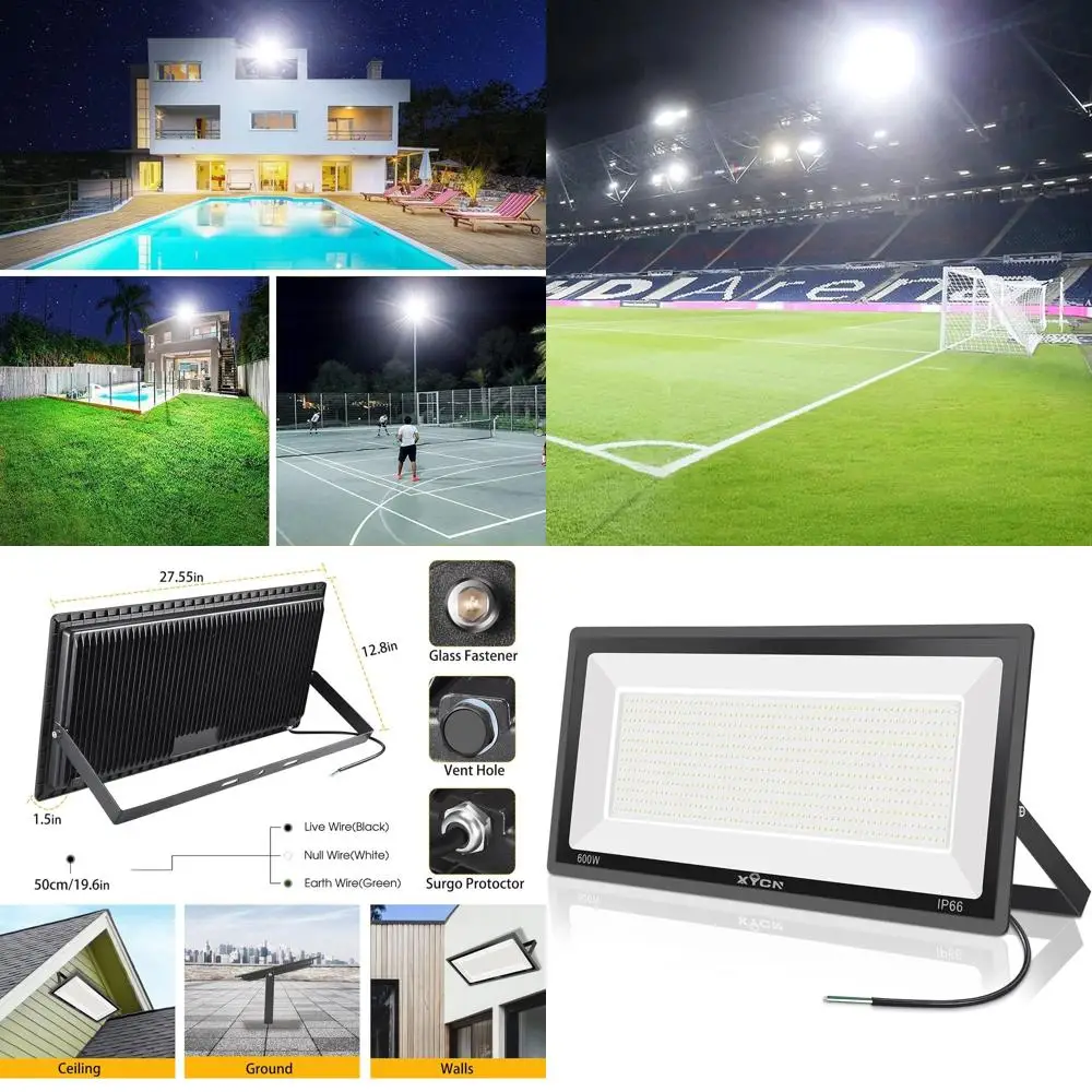High-Output 600W LED Stadium Lights, 67500LM, 100-277V, IP66 Waterproof, 5000K Daylight, Suitable for Commercial and Sports Fiel
High-Output 600W LED Stadium Lights, 67500LM, 100-277V, IP66 Waterproof, 5000K Daylight, Suitable for Commercial and Sports Fiel