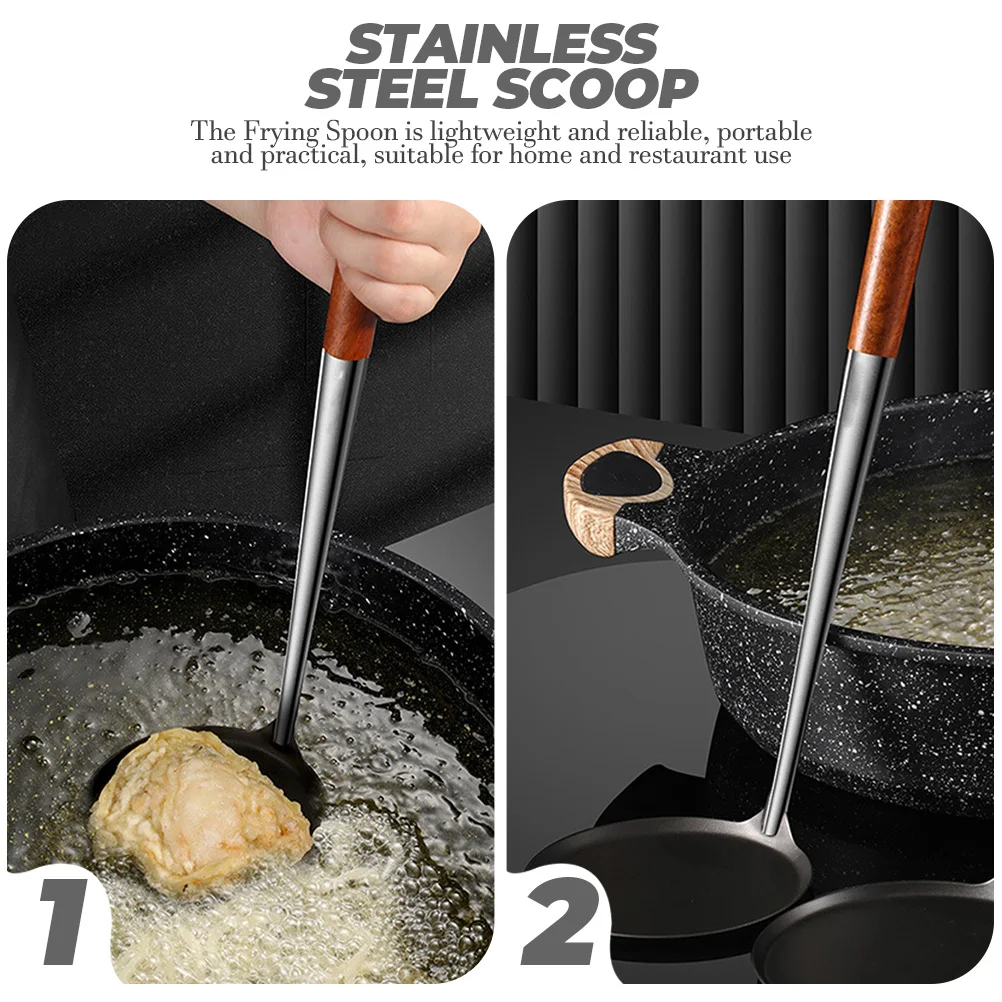 Oil Cake Spoon Safe Frying Spoons Cooking Stainless Utensils Pancake Chinese Fried Wood Restaurant Flat
Oil Cake Spoon Safe Frying Spoons Cooking Stainless Utensils Pancake Chinese Fried Wood Restaurant Flat