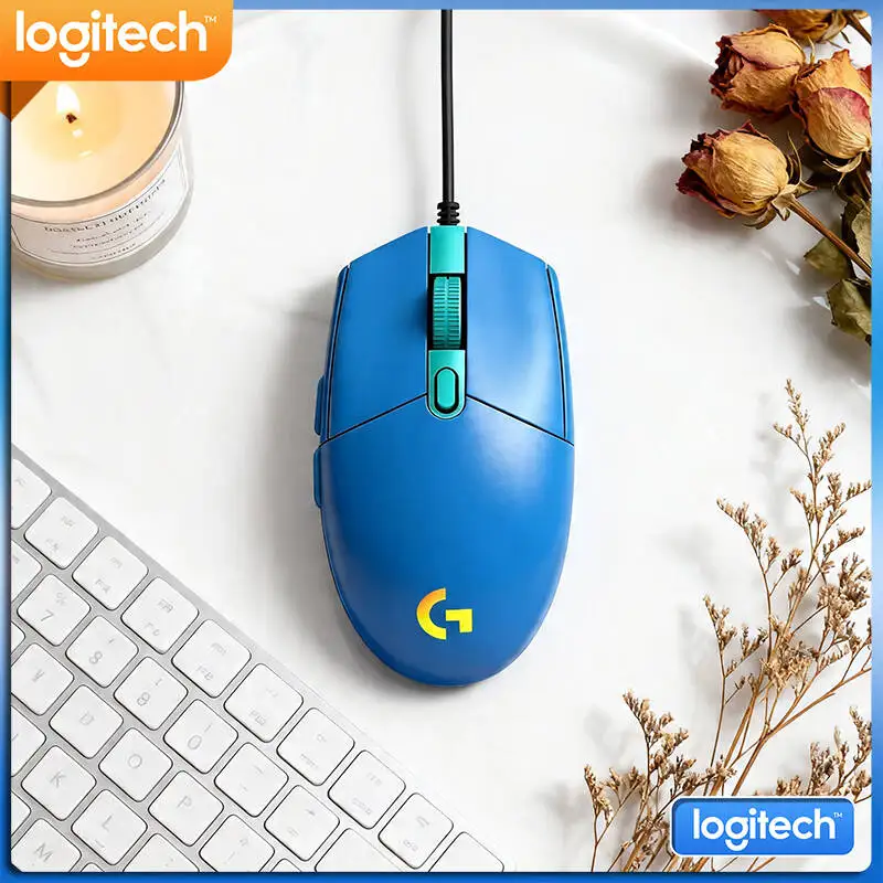 Logitech G203 LIGHTSYNC Mouse Gaming Wired 8000 DPI Sensor RGB Sync 6 Buttons Mechanical Tensioning 2.1m Cable Accurate