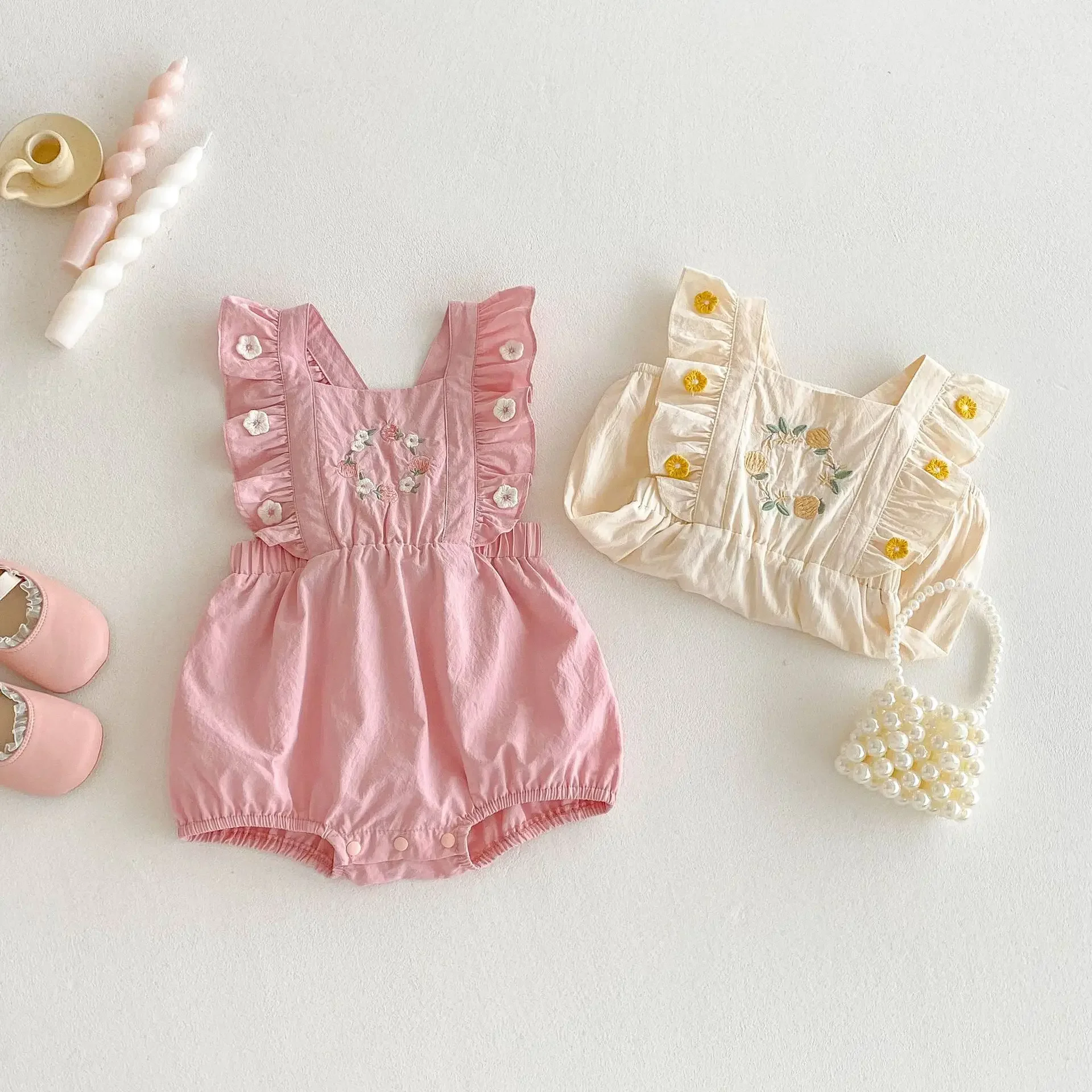 Baby Embroidery Bag Fart Clothes 2025 New Summer Baby Korean Version Flying Sleeve Floral Crawling Clothes for Newborns
Baby Embroidery Bag Fart Clothes 2025 New Summer Baby Korean Version Flying Sleeve Floral Crawling Clothes for Newborns