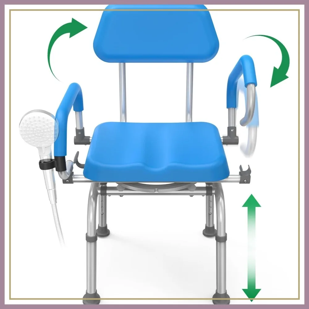 Swivel Shower Chair with Arms & Back, Padded Bench, Height Adjustable, 400 lbs Capacity
Swivel Shower Chair with Arms & Back, Padded Bench, Height Adjustable, 400 lbs Capacity