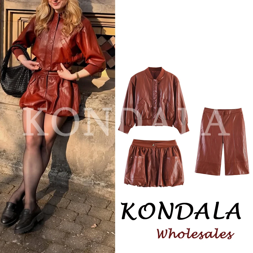 KONDALA Chic Vintage Woman PU Orange Suits Zipper Pilot Jacket+Folds Midi Shorts+Cool Shorts Streetwear Fashion 2026 Casual Sets
KONDALA Chic Vintage Woman PU Orange Suits Zipper Pilot Jacket+Folds Midi Shorts+Cool Shorts Streetwear Fashion 2026 Casual Sets