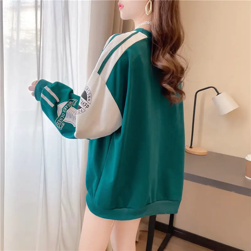 Ladies Spring Korean Style Crew Neck Printing Long Sleeve Hooded Loose Jacket Women Fashion Thicken Patchwork Womens Pullover
Ladies Spring Korean Style Crew Neck Printing Long Sleeve Hooded Loose Jacket Women Fashion Thicken Patchwork Womens Pullover