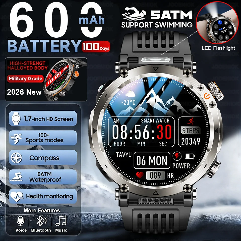Новые умные часы для активного отдыха 2026 года: компас, фонарик 600 мАч, Bluetooth-звонки, водонепроницаемость 3ATM. Совместимы с Android и iOS.
Новые умные часы для активного отдыха 2026 года: компас, фонарик 600 мАч, Bluetooth-звонки, водонепроницаемость 3ATM. Совместимы с Android и iOS.