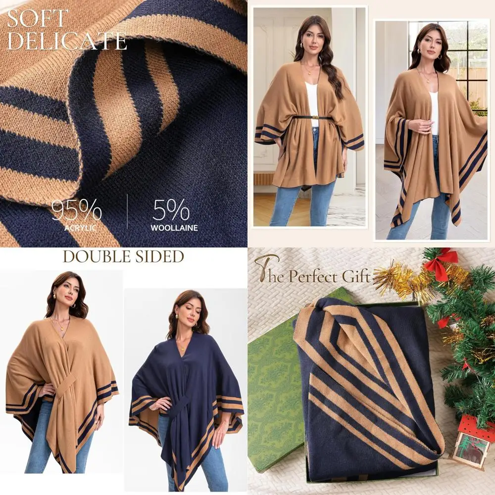 Двусторонняя шаль, вязаное пончо с открытой передней частью, свитер-накидка из мягкой шерсти, идеально подходит для осенних, зимних, весенних и рождественских подарков
Двусторонняя шаль, вязаное пончо с открытой передней частью, свитер-накидка из мягкой шерсти, идеально подходит для осенних, зимних, весенних и рождественских подарков