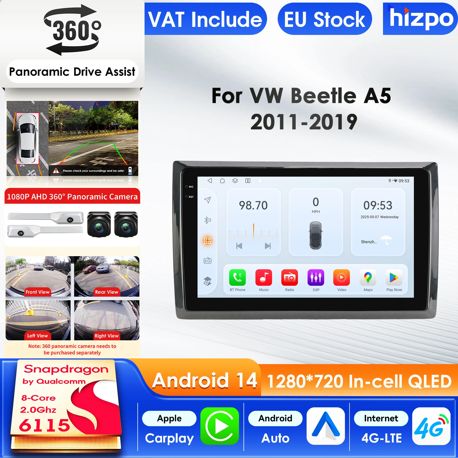 Hizpo Carplay 4G Android Car Radio Multimedia Video Player for Volkswagen Beetle A5 2011-2019 Audio AI GPS Navigation Stereo
Hizpo Carplay 4G Android Car Radio Multimedia Video Player for Volkswagen Beetle A5 2011-2019 Audio AI GPS Navigation Stereo