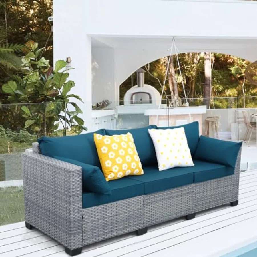 Outdoor 3-seat Patio Sofa with Deep Seat and High Backrest in Peacock Blue for Outdoor Use Non-Slip Cushions and Waterproof Cov
Outdoor 3-seat Patio Sofa with Deep Seat and High Backrest in Peacock Blue for Outdoor Use Non-Slip Cushions and Waterproof Cov