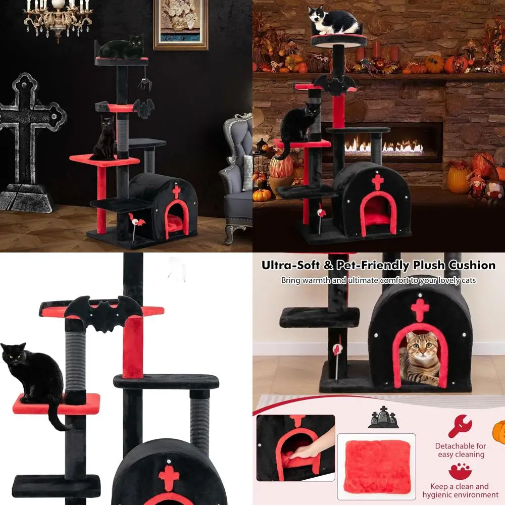 53 Large Gothic-Style Cat Tower with Multi-Level Platforms, Scratching Posts, Bed, Condo, and Toys for Indoor Cats
53 Large Gothic-Style Cat Tower with Multi-Level Platforms, Scratching Posts, Bed, Condo, and Toys for Indoor Cats