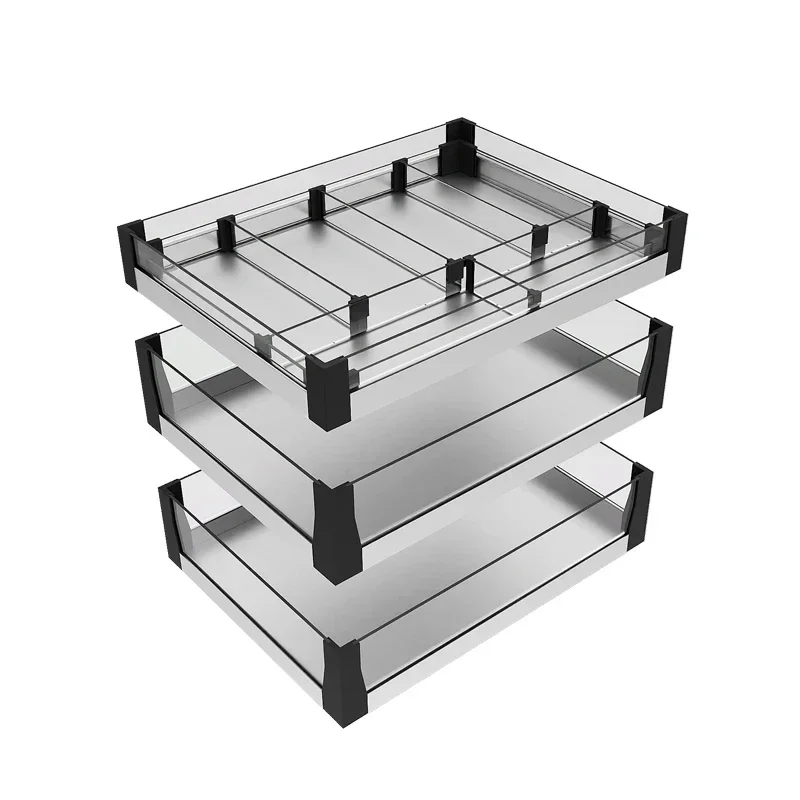 Three story kitchen pull-out basket, kitchen cabinet glass bowl 304 stainless steel drawer type damping Economical
Three story kitchen pull-out basket, kitchen cabinet glass bowl 304 stainless steel drawer type damping Economical