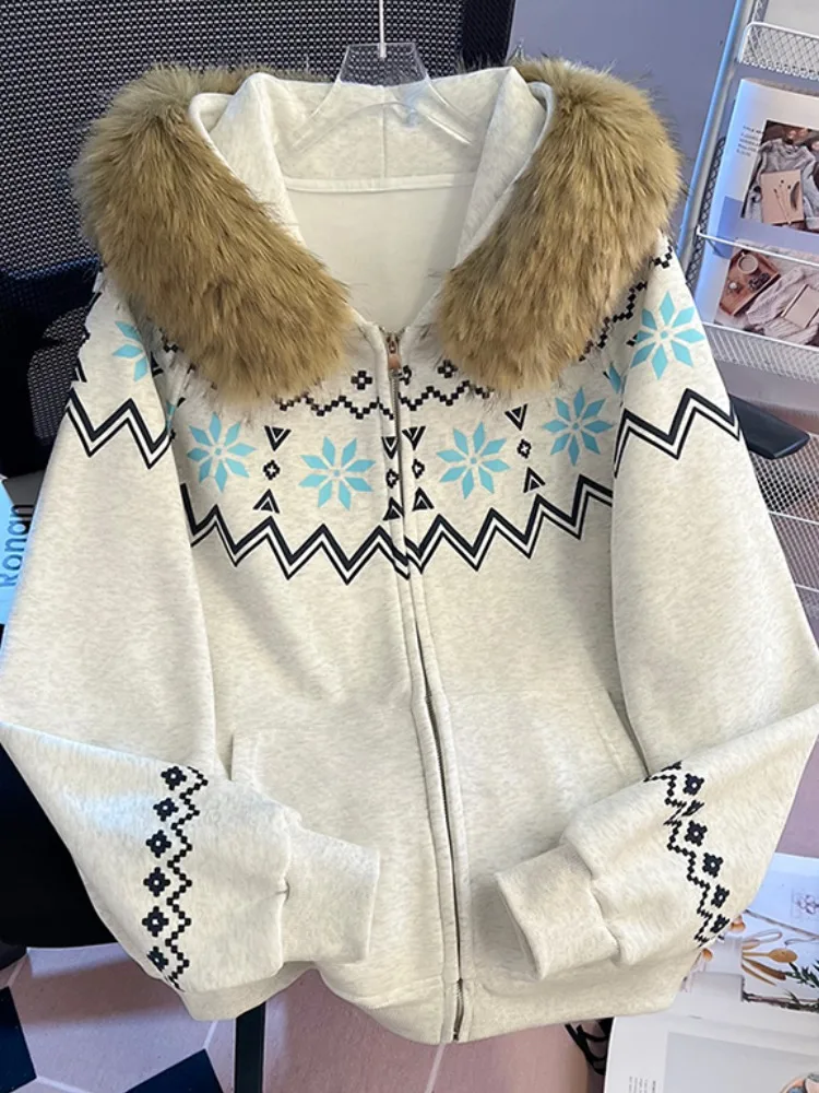 Thiened Faux Fur Collar Hoodie Women's Autumn Winter Loose Lazy Sle Jaet Korean Version Knitted Long Sve Coat
Thiened Faux Fur Collar Hoodie Women's Autumn Winter Loose Lazy Sle Jaet Korean Version Knitted Long Sve Coat