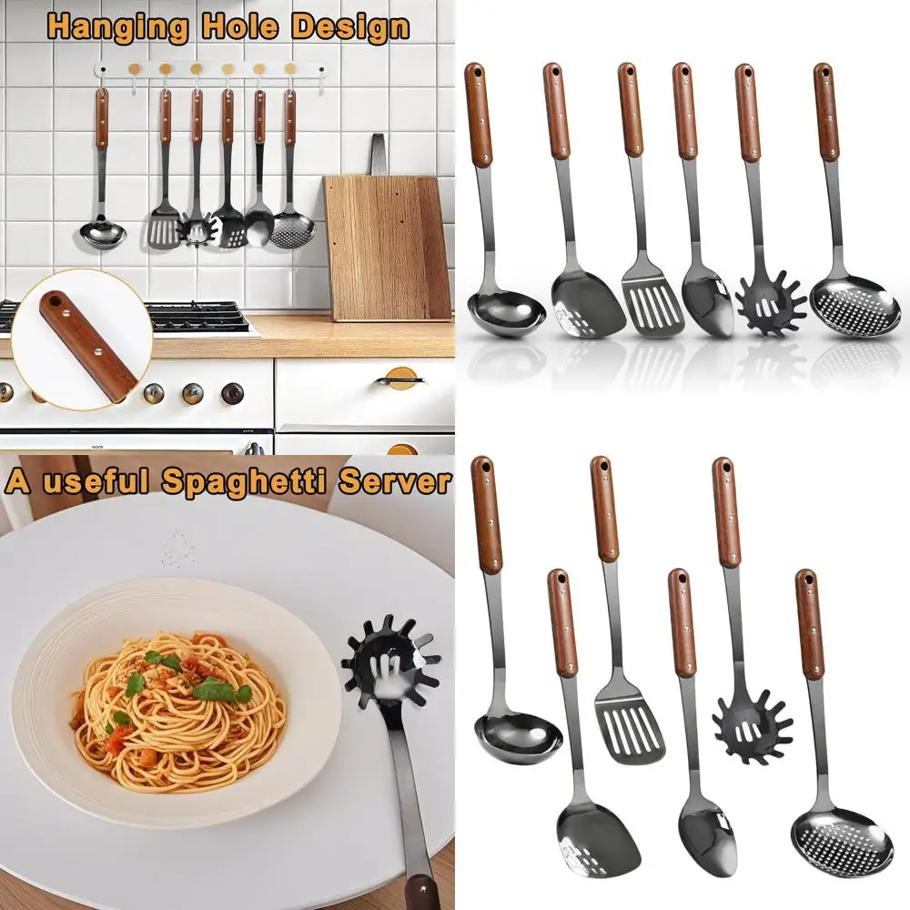 6-Piece Stainless Steel Mirror Polished Cooking Utensils with Wooden Handles - Heat Resistant Kitchen Tools Set
6-Piece Stainless Steel Mirror Polished Cooking Utensils with Wooden Handles - Heat Resistant Kitchen Tools Set