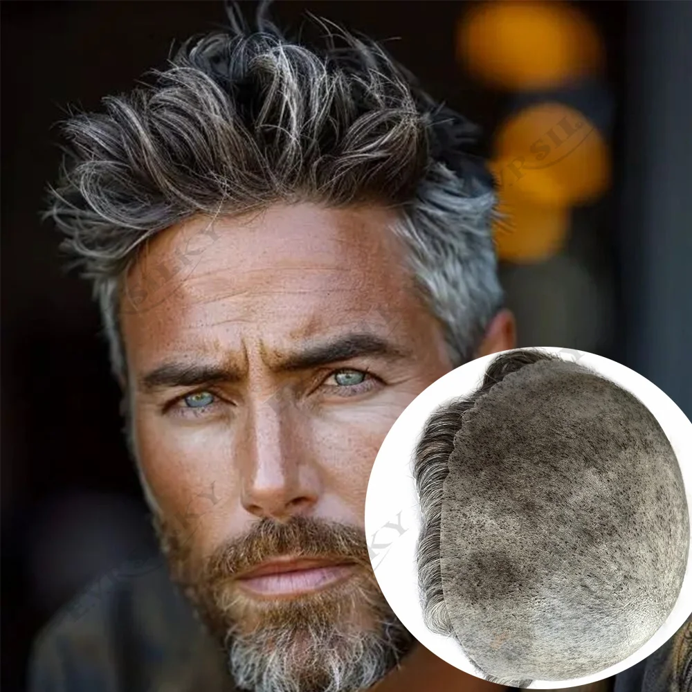 Dark Brown Grey 1B50 Human Hair Super Durable Men Toupee Thin Skin PU Natural Hairline Undetectable Male System Capillary Prosth
Dark Brown Grey 1B50 Human Hair Super Durable Men Toupee Thin Skin PU Natural Hairline Undetectable Male System Capillary Prosth