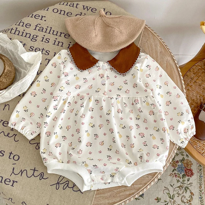 Spring Autumn Infant Baby Girls Long Sleeves Doll Collar Flower Printing Jumpsuits Newborn Kids Baby Girls Children Rompers
Spring Autumn Infant Baby Girls Long Sleeves Doll Collar Flower Printing Jumpsuits Newborn Kids Baby Girls Children Rompers