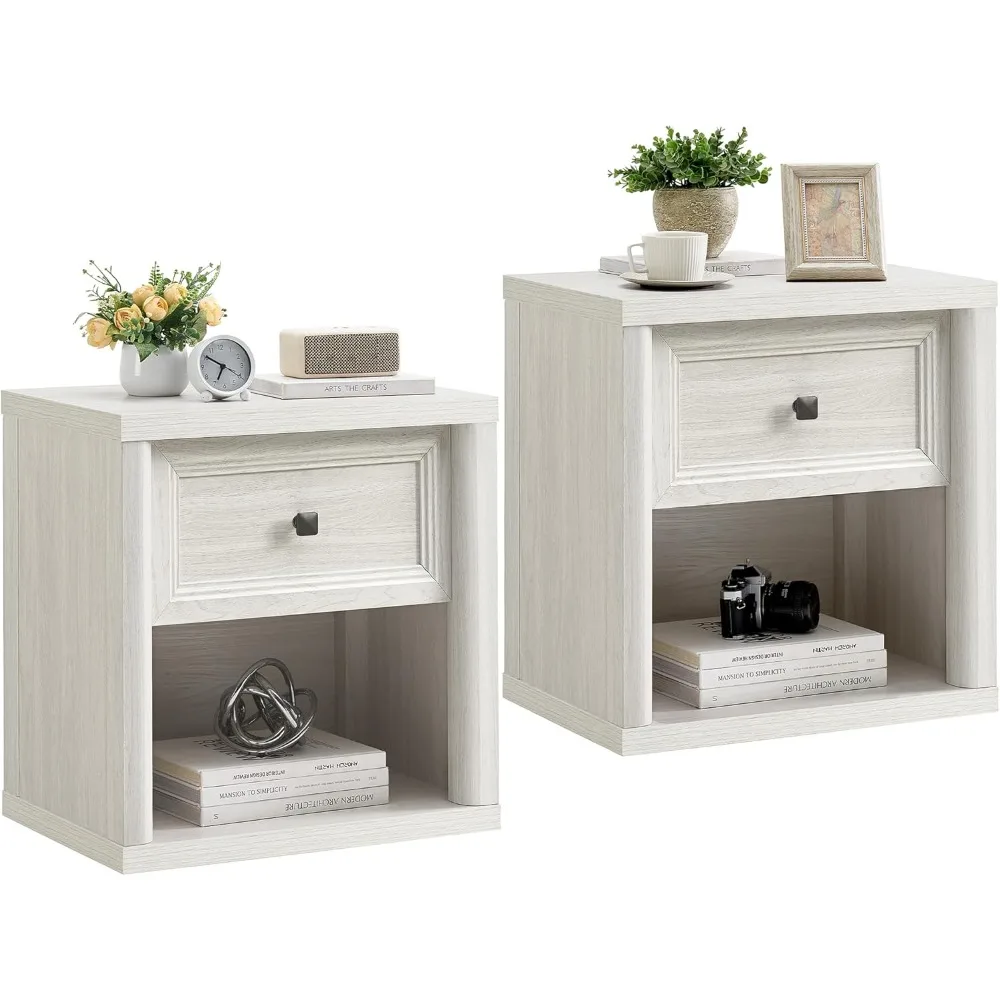 White Night Stand Set of 2, Farmhouse Nightstands with Deep Drawer, Wood Large Side Tables End Table, 22.6" Wide Bedside Tables
White Night Stand Set of 2, Farmhouse Nightstands with Deep Drawer, Wood Large Side Tables End Table, 22.6" Wide Bedside Tables