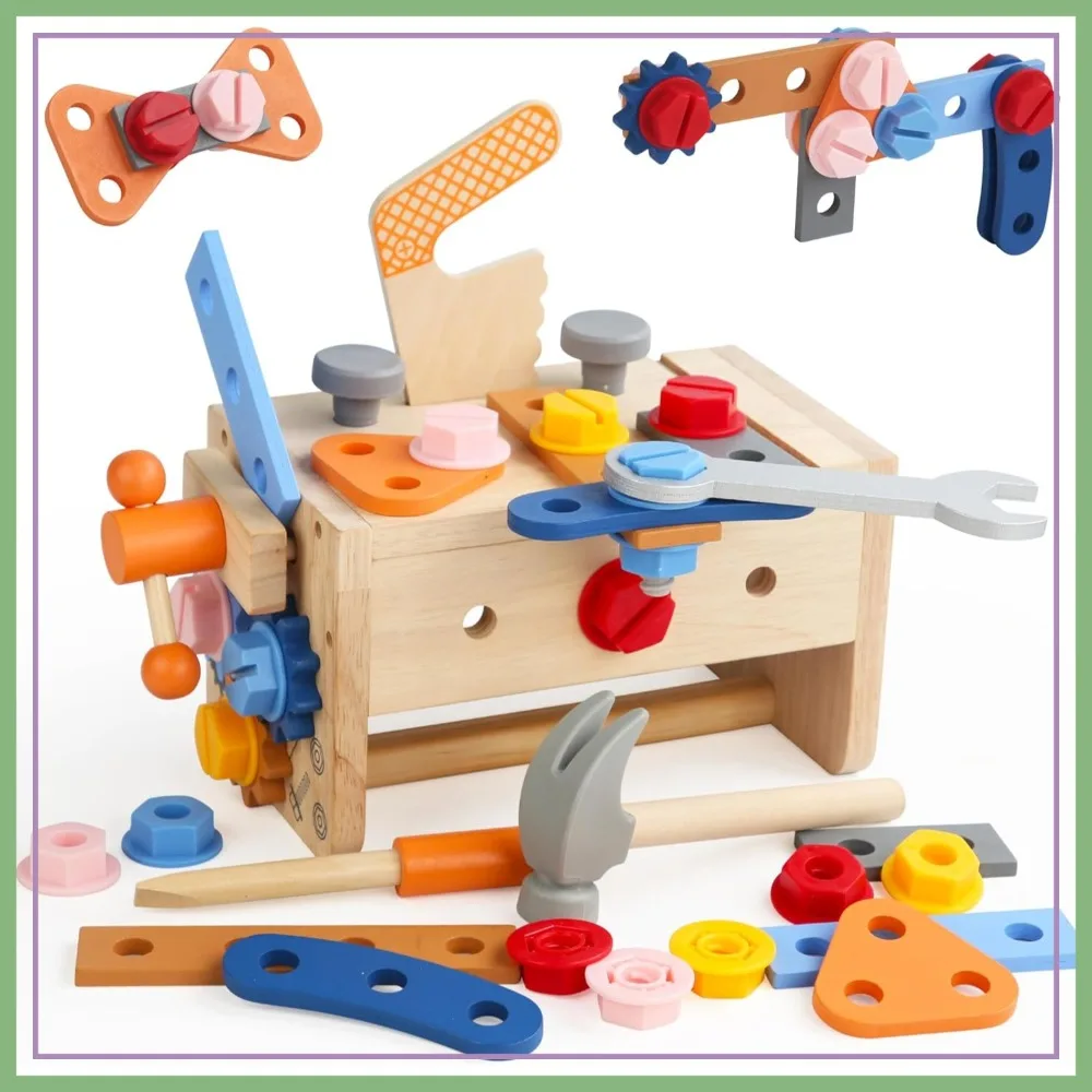 38PCS Wooden Tool Set for Toddlers, STEM Construction Toys for 3+ Year Old Boys & Girls, Montessori Tool Bench Gift
38PCS Wooden Tool Set for Toddlers, STEM Construction Toys for 3+ Year Old Boys & Girls, Montessori Tool Bench Gift