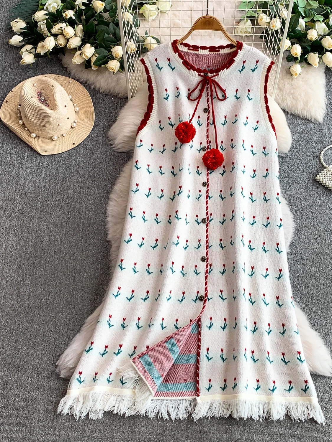 Трикотажное длинное платье Ele Sweet Sle Svel с кисточками и высокой талией, силуэт трапециевидной формы на Новый год, женская мода
Трикотажное длинное платье Ele Sweet Sle Svel с кисточками и высокой талией, силуэт трапециевидной формы на Новый год, женская мода