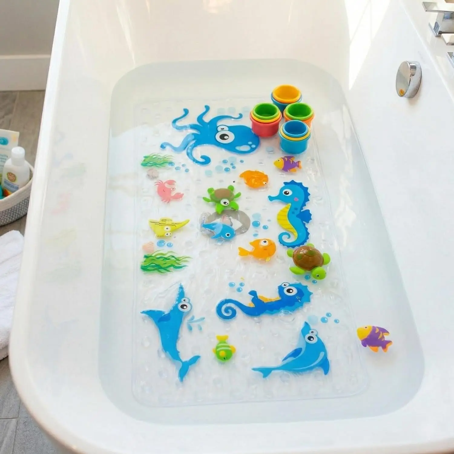 XL Non Slip Bathtub Mat for Kids - 34x15 Inch Anti Slip Shower Mat, Cartoon Blue Ocean Design
XL Non Slip Bathtub Mat for Kids - 34x15 Inch Anti Slip Shower Mat, Cartoon Blue Ocean Design